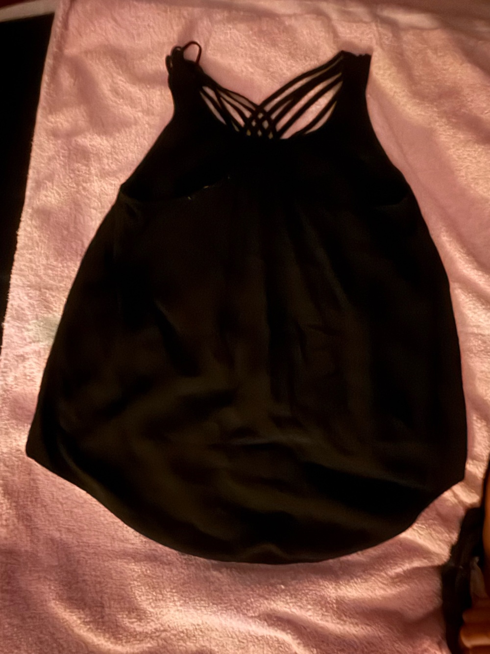 Forever 21 Black Strappy Cutout Neck Blouse Top Size Small